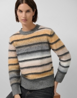 Jersey punto fantasía franjas gris, beige y cámel