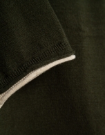 Green double-edged funnel neck sweater
