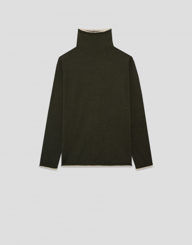 Jersey cuello chimenea doble remate verde