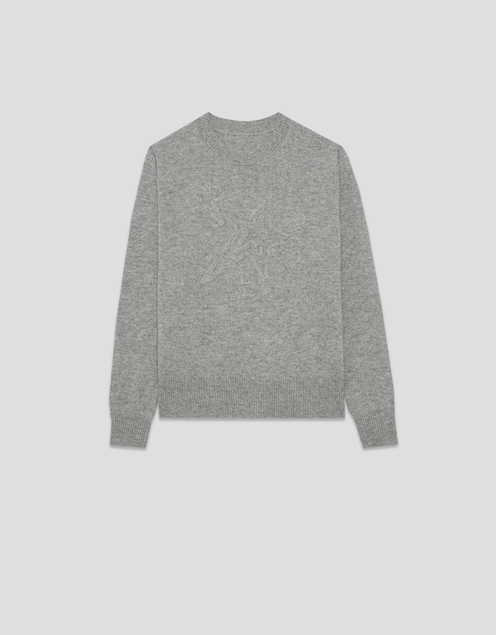Gray wool sweater with knitted star