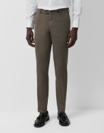 Camel-tinted birdseye chino trousers