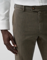 Camel-tinted birdseye chino trousers