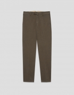Camel-tinted birdseye chino trousers