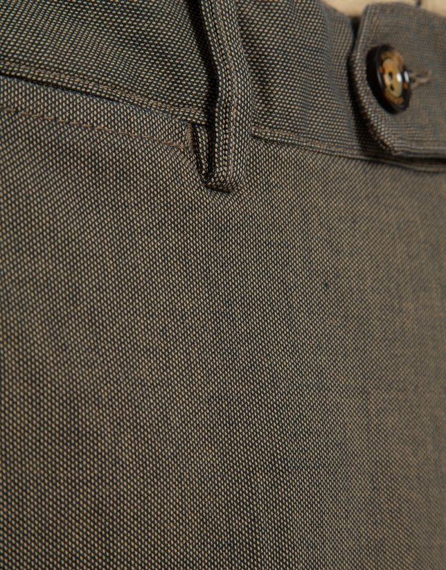 Camel-tinted birdseye chino trousers