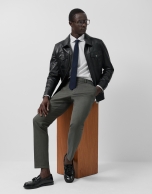 Khaki tinted bird's eye chinos