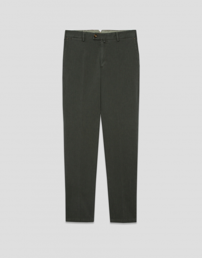 Khaki tinted bird's eye chinos