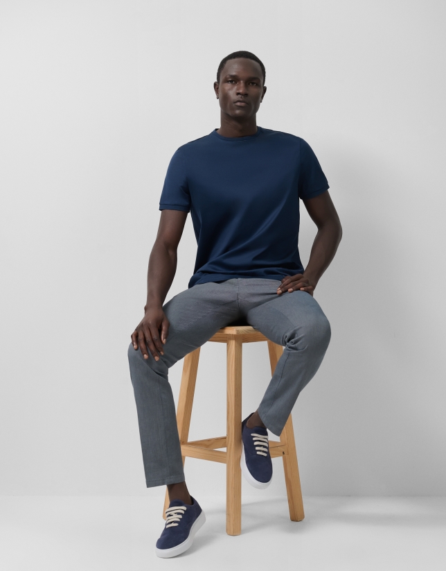 Bluish grey dyed Chinese trousers