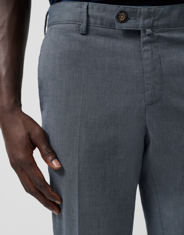 Bluish grey dyed Chinese trousers