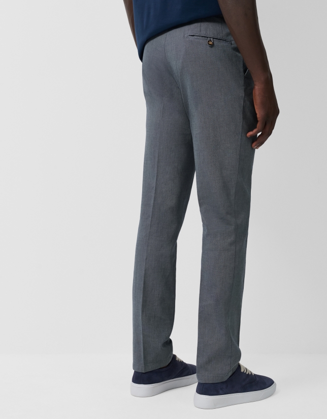 Bluish grey dyed Chinese trousers
