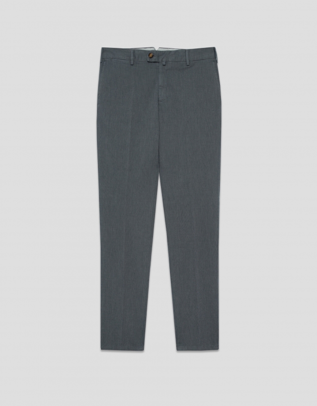Pantalón chino ojo de perdiz tintado gris azulado