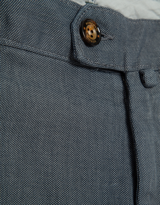 Pantalón chino ojo de perdiz tintado gris azulado