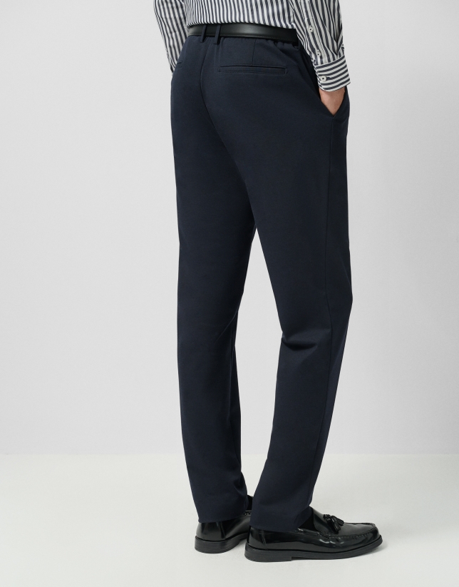 Navy blue Roma knit separate trousers