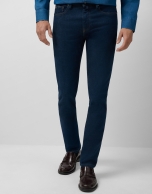 Regular fit dark blue men's denim trousers