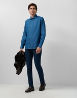 Regular fit dark blue men's denim trousers