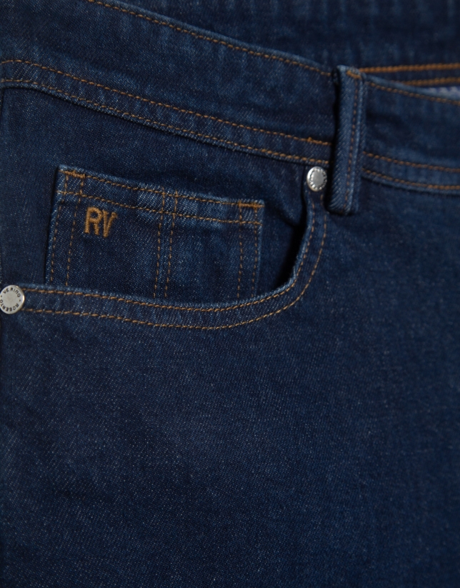 Regular fit dark blue men's denim trousers