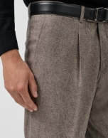Dark camel dress pants with turn-up hem