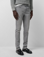 Men's slim-fit gray denim pants