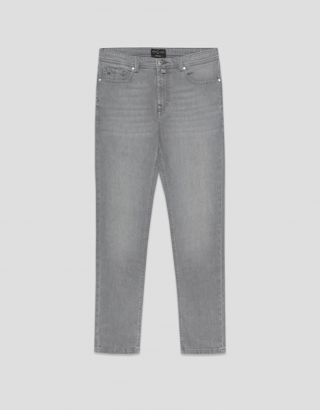Men's slim-fit gray denim pants