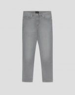 Men's slim-fit gray denim pants
