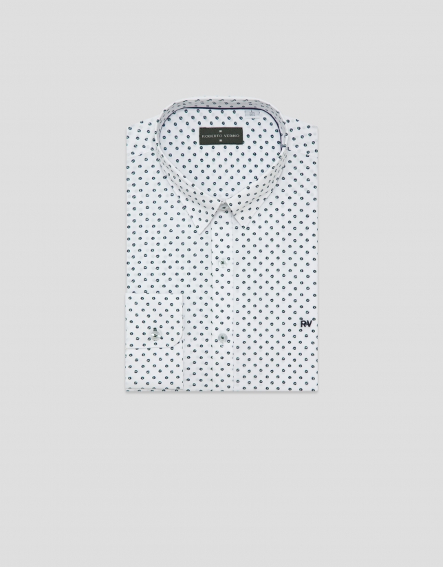 Camisa sport regular estampado bicolor