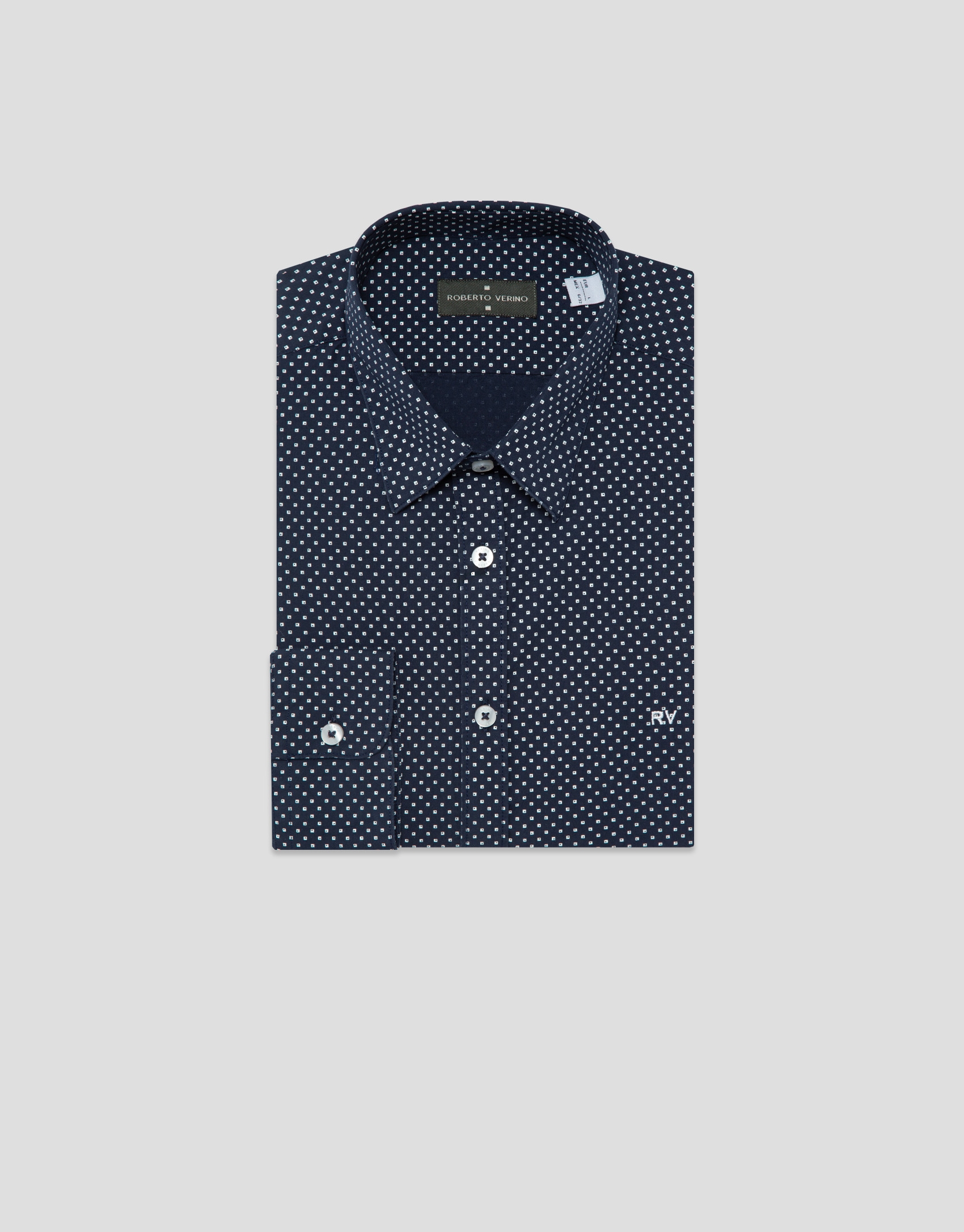 Regular navy geometric print sport shirt