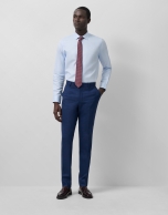 Camisa vestir slim fit microdibujo celeste