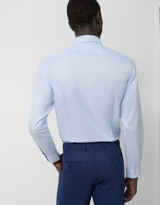 Camisa vestir slim fit microdibujo celeste