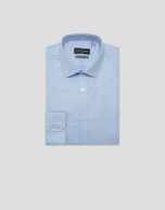 Camisa vestir slim fit microdibujo celeste