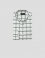 Regular fit grey/ecru checked sport shirt
