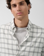 Regular fit grey/ecru checked sport shirt