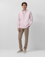 Camisa sport regular cuadros tonos malva