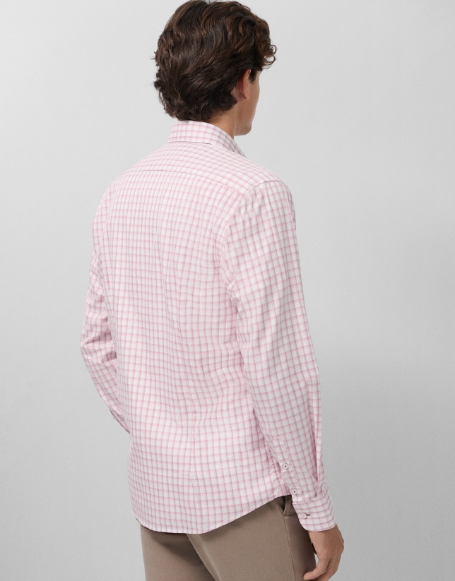 Camisa sport regular cuadros tonos malva