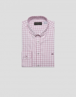 Camisa sport regular cuadros tonos malva