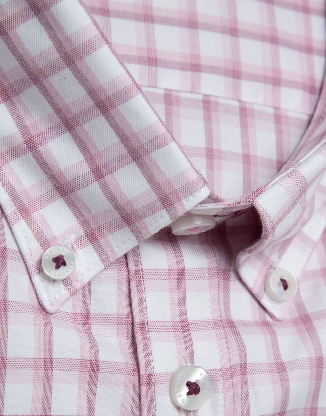 Camisa sport regular cuadros tonos malva