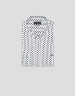 Camisa sport slim blanca estampado geométrico antracita