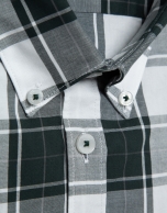 Slim fit green checked sport shirt with white/grey trim
