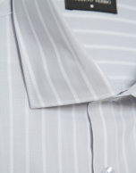 Regular fit grey/white striped sport shirt