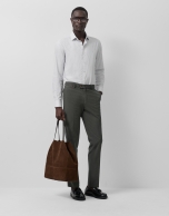 Regular fit grey/white striped sport shirt