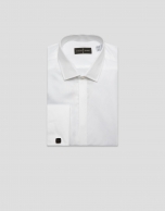 Camisa vestir slim diamante blanco puño gemelo