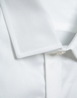 Slim-fit white diamond dress shirt with twin cuffs