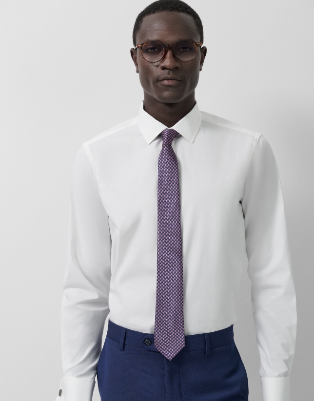 White slim dress shirt with twin cuffs