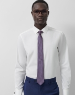 Slim-fit white dress shirt with twin cuffs