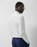 Slim-fit white dress shirt with twin cuffs