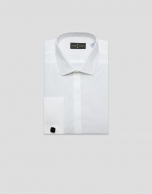 Slim-fit white dress shirt with twin cuffs