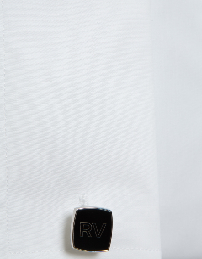 White slim dress shirt with twin cuffs