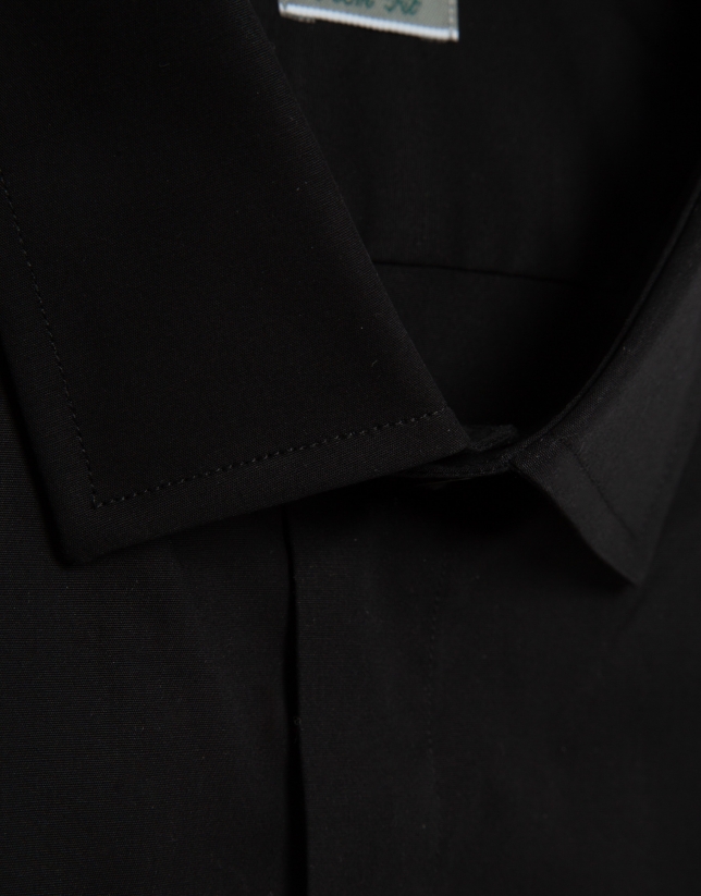 Black slim dress shirt with twin cuffs