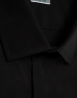Slim fit black dress shirt with twin cuffs