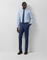 Camisa sport slim fit estructura celeste/blanco