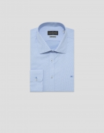 Camisa sport slim fit estructura celeste/blanco