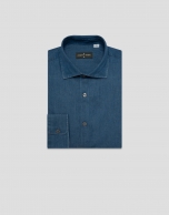 Regular blue denim sport shirt